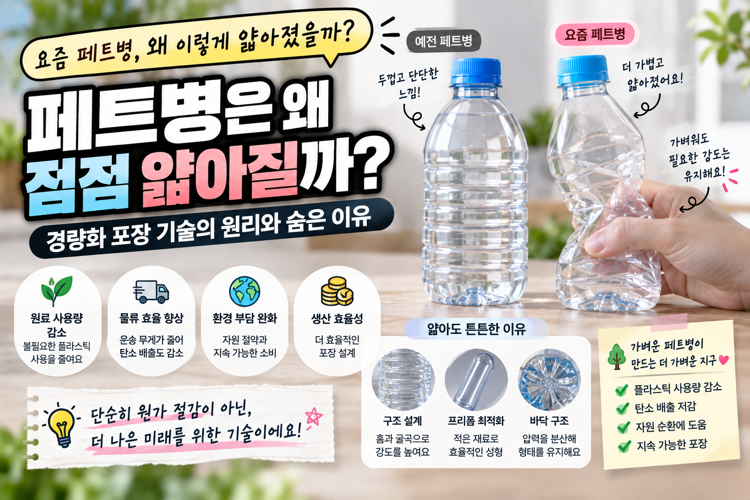 페트병이 앏아지는 이유